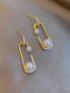 VAGHBHATT Gold-Plated Stainless Steel Contemporary Drop Earrings