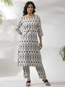 W Floral Embroidered Thread Work Straight Kurta