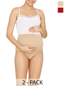 LAVOS Pack of 2 Anti Bacterial Bamboo Cotton Maternity Panty
