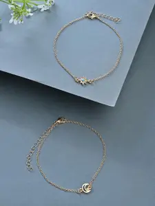 ToniQ Gold-Plated Artificial Stones and Beads Anklet