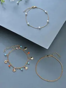 ToniQ Gold-Plated Artificial Stones and Beads Anklet