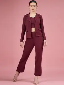 DressBerry Purple Blazer Top With Trousers Co-Ords