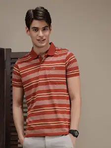 Crocodile Striped Polo Collar Slim Fit Cotton T-shirt