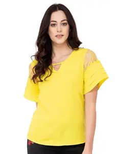 Karmic Vision Round Neck Cut Out Crepe Top