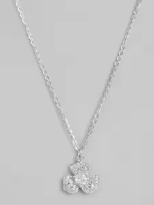VANBELLE Rhodium-Plated Floral Pendants with Chains