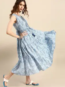 RANGMAYEE Paisley Printed Cotton A-Line Dress