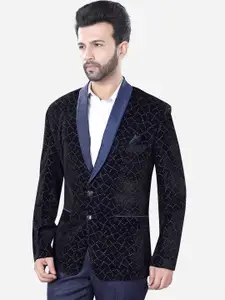 Avaeta Embellished Shawl Collar Long Sleeves Velvet Tuxedo Blazer