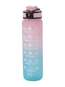 Kuber Industries Blue & Pink Set of 2 Plastic Printed Water Bottle