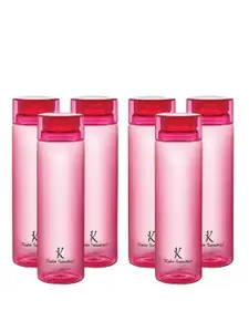 Kuber Industries Pink Set of 6 Plastic Solid Water Bottle