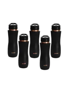 Kuber Industries Black & Copper-Toned Set of 5 Copper Solid Water Bottle