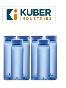 Kuber Industries Blue Set of 6 Plastic Solid Water Bottle