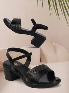Colo Textured Open Toe Block Heels