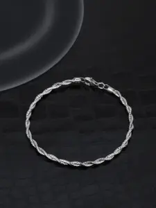Carlton London Women 925 Sterling Silver Rhodium Plated Fancy Double Chain Bracelet
