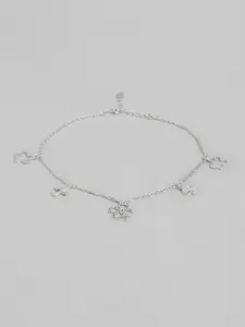 Carlton London Rhodium-Plated Crystals Anklet