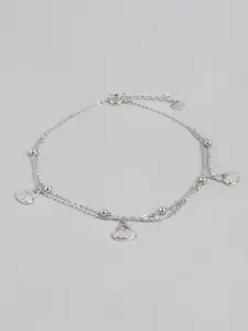Carlton London Rhodium-Plated Crystals Anklet