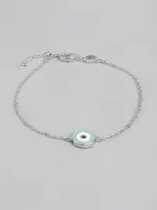Carlton London Women Sterling Silver Enamelled Rhodium-Plated Charm Bracelet