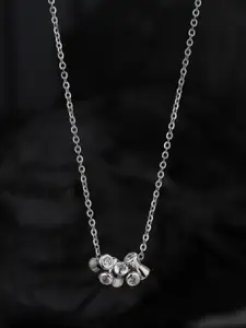 Carlton London 925 Sterling Silver with Rhodium Plated CZ Fancy Necklace