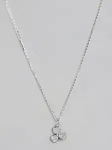 Carlton London Rhodium-Plated Floral Pendants with Chains