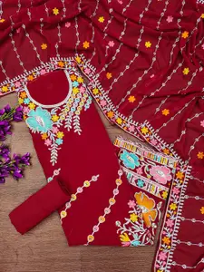 MANVAA Floral Embroidered Unstitched Dress Material