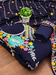 MANVAA Floral Embroidered Unstitched Dress Material