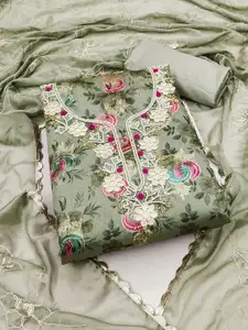 MANVAA Floral Printed Zari Unstitched Dress Material