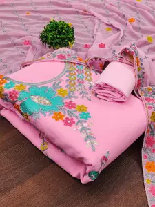 MANVAA Floral Embroidered Unstitched Dress Material