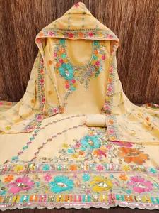 MANVAA Floral Embroidered Unstitched Dress Material