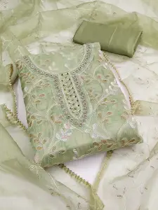 MANVAA Embellished Organza Unstitched Dress Material