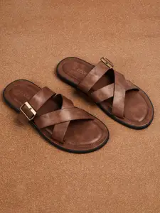 CODE by Lifestyle Men Cross-Straps Comfort Sandals with Buckle Detail