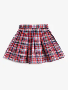 Campana Girls Pure Cotton Checked A-Line Above Knee Skirt