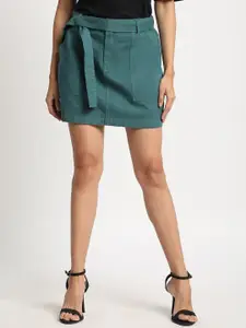 Bene Kleed Women Waist Tie-up A-line Pure Cotton Mini Skirt