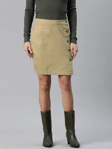 Popnetic Women Solid Cotton Pencil Skirt