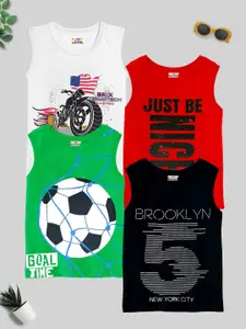 KUCHIPOO Boys Typography 4 Printed V-Neck Applique T-shirt