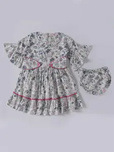 Bella Moda Floral Print Bell Sleeve A-Line Dress