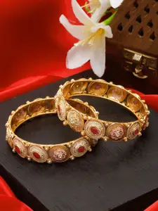 Anouk Set of 2 Gold-plated Stone-studded Bangles