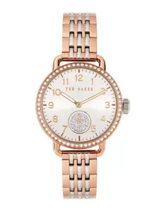 Ted Baker Women Brass Embellished Dial & Stainless Steel Bracelet Style Straps Analogue Watch BKPHHF107