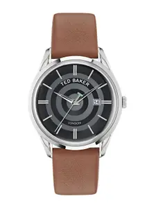 Ted Baker Men Brass Dial & Leather Straps Analogue Watch BKPLTF301