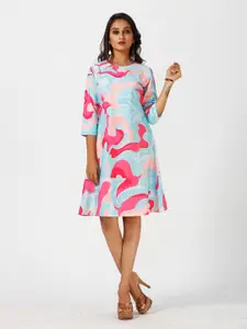 mrutbaa Print Crepe A-Line Dress