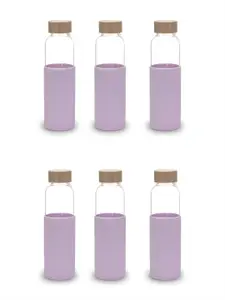 UMAI Purple & Transparent 6 Pieces Glass Water Bottles 550ml Each