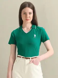 U.S. Polo Assn. Women Polo Collar Short Sleeves Regular T-shirt