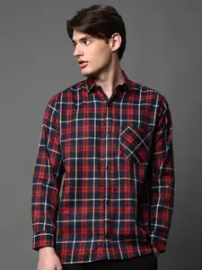 BROWN BROTHERS Men Relaxed Tartan Checks Opaque Checked Casual Shirt