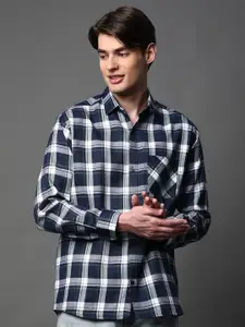 BROWN BROTHERS Men Relaxed Opaque Checked Casual Shirt