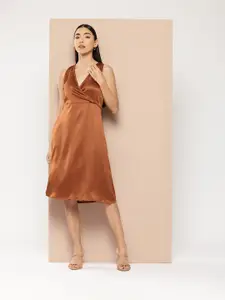Chemistry Satin A-line Midi Dress