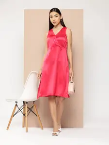 Chemistry Wrap Detail Satin A-line Dress