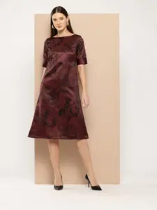 Chemistry Printed Satin Finish A-Line Midi Dress