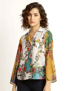 SHAYE Floral Print Shirt Style Top
