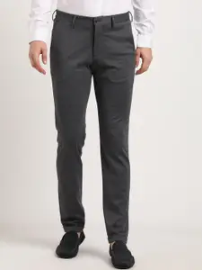 Turtle Men Textured Classic Skinny Fit Cotton Trouser