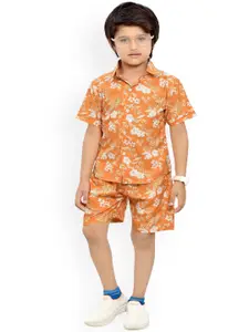 BAESD Boys Floral Printed Pure Cotton Shirt & Shorts