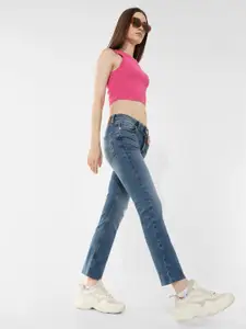 ONLY Women Flared Mildly Distressed Light Fade Stretchable Jeans