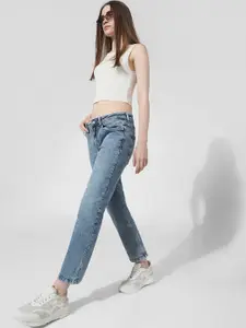 ONLY Women Flared Heavy Fade Clean Look Cropped Stretchable Jeans